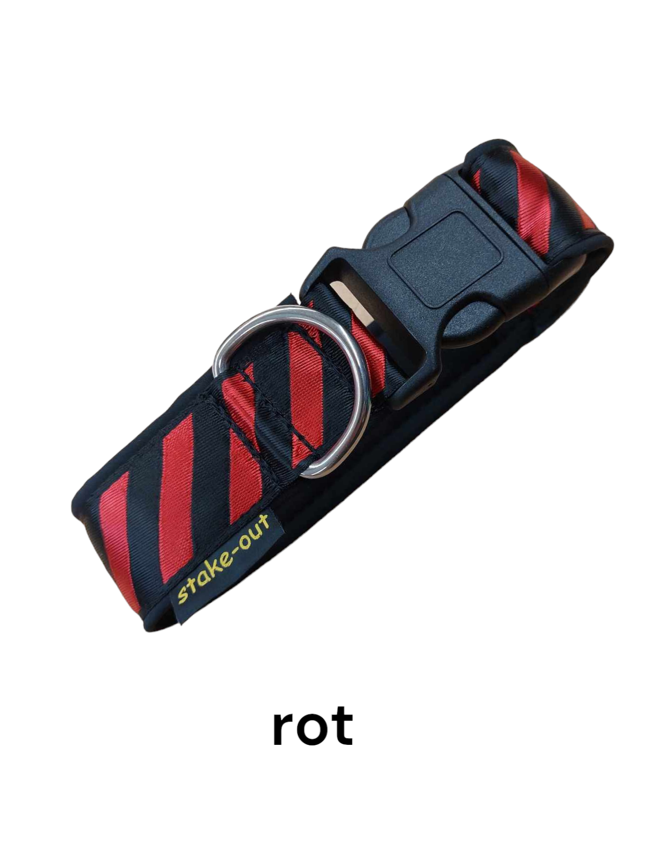 Softshell-Hundehalsband 40 mm in Rot/Schwarz mit Steckschnalle