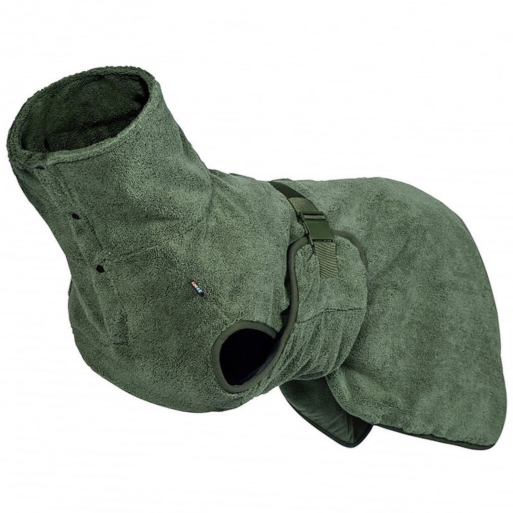 Hundebademantel Medea ECO in Grün, saugfähiger und umweltfreundlicher Mikrofaser-Bademantel für Hunde.