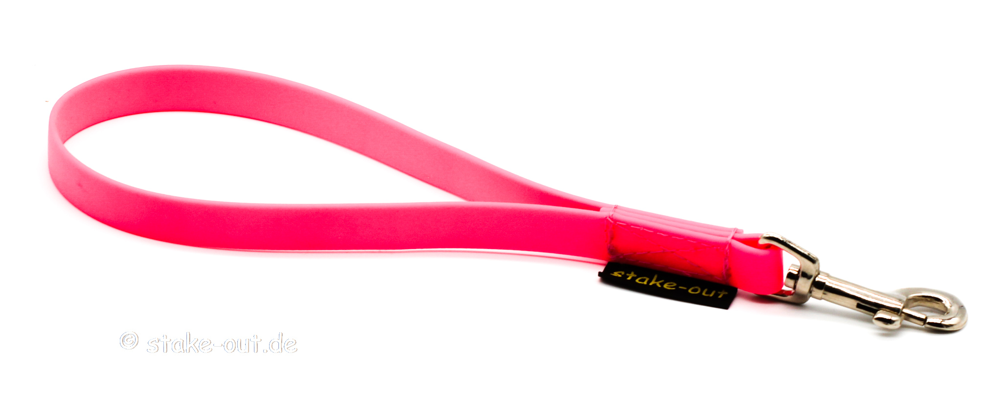 Biothane Kurzführer in Pink mit Edelstahlkarabiner, ca. 30 cm