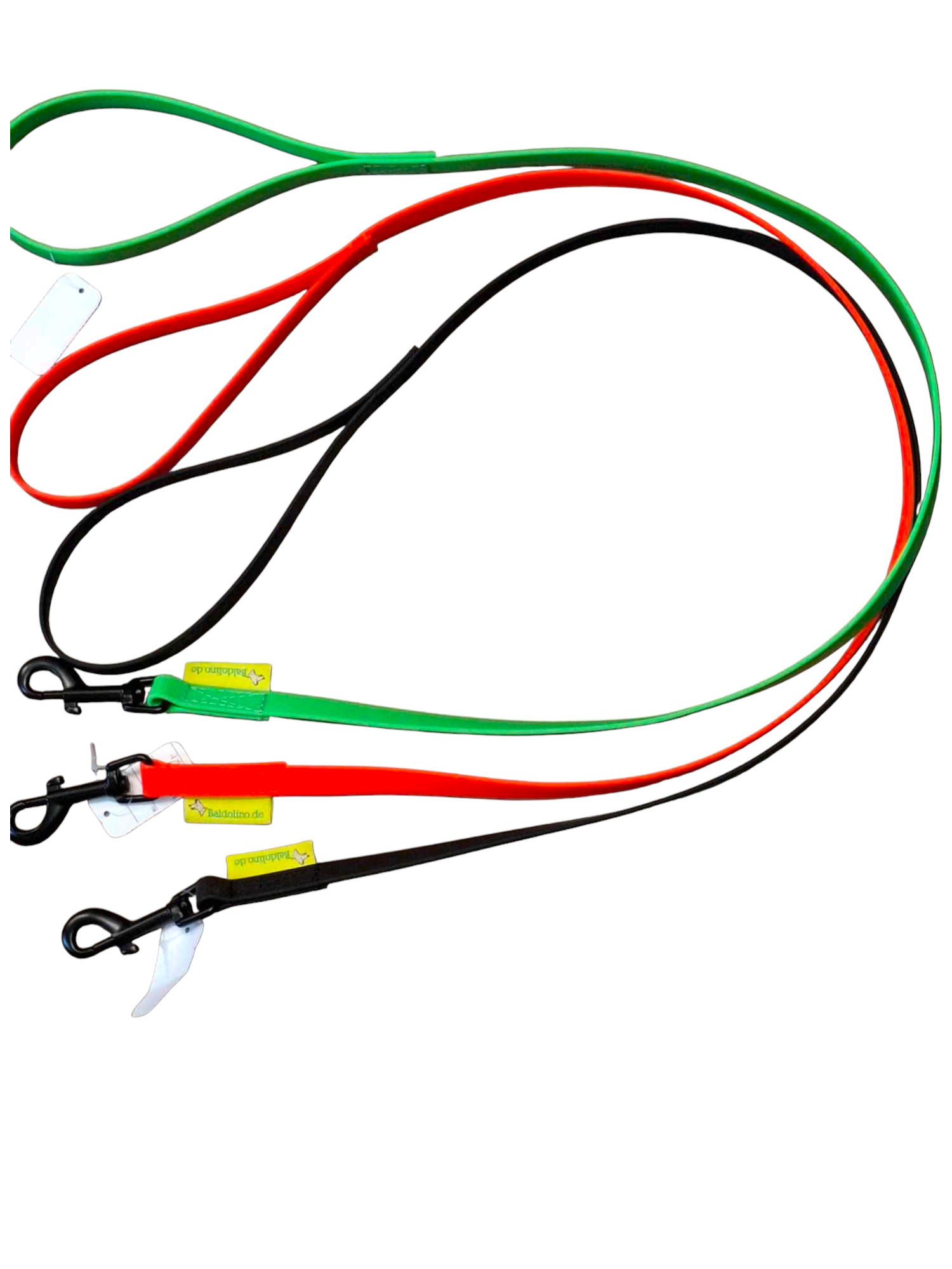 Hundeleinen 1 m aus wasserabweisendem Kunststoff in Grün, Rot und Schwarz