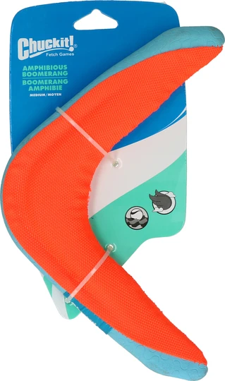 Chuckit Amphibious Boomerang in Orange – schwimmfähiges Hundespielzeug für Apportierspiele im Wasser und an Land