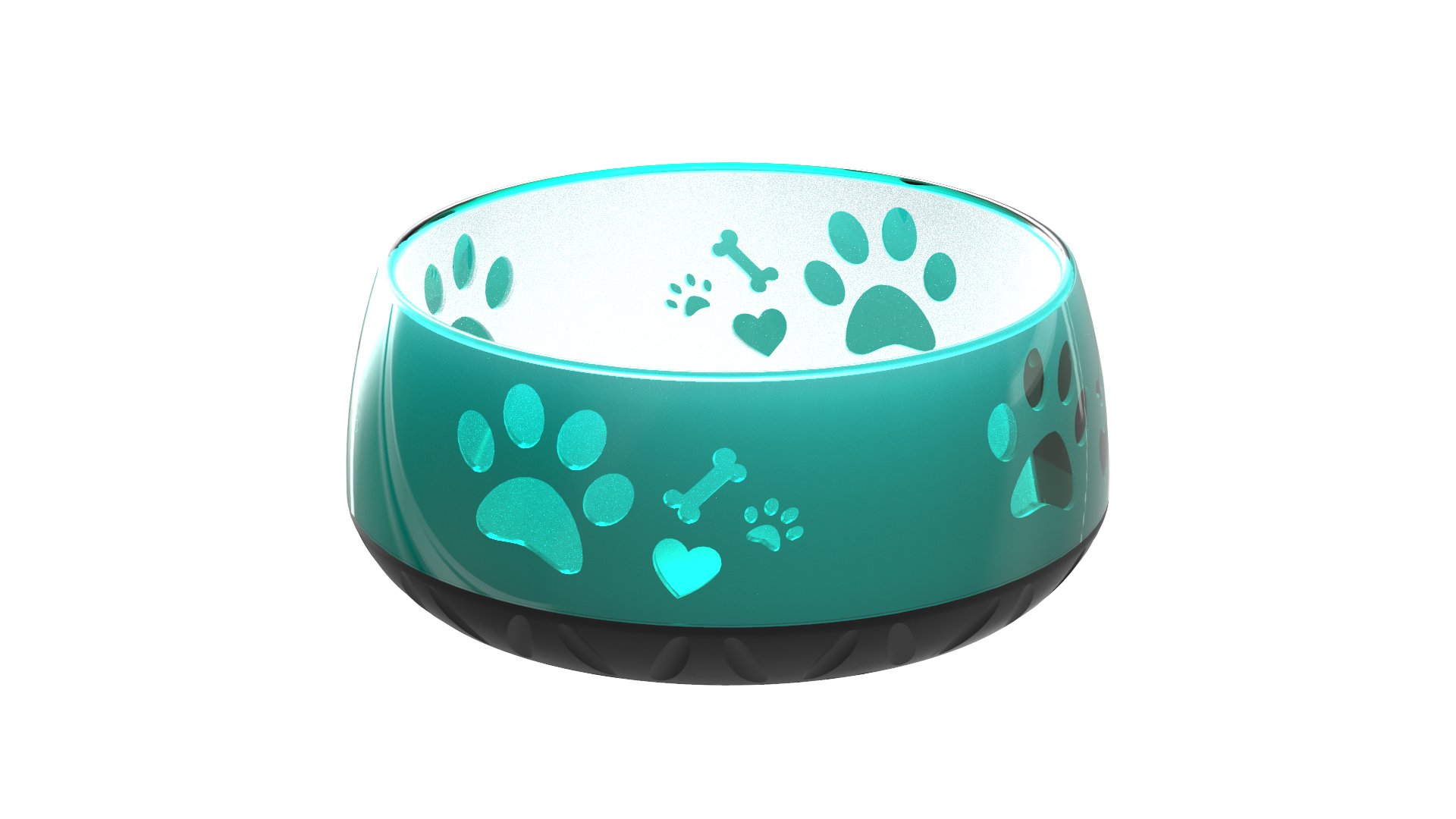 Elropet Kunststoff-Napf in Smaragdgrün mit Pfotenmotiv, robuster und rutschfester Futternapf für Hunde.