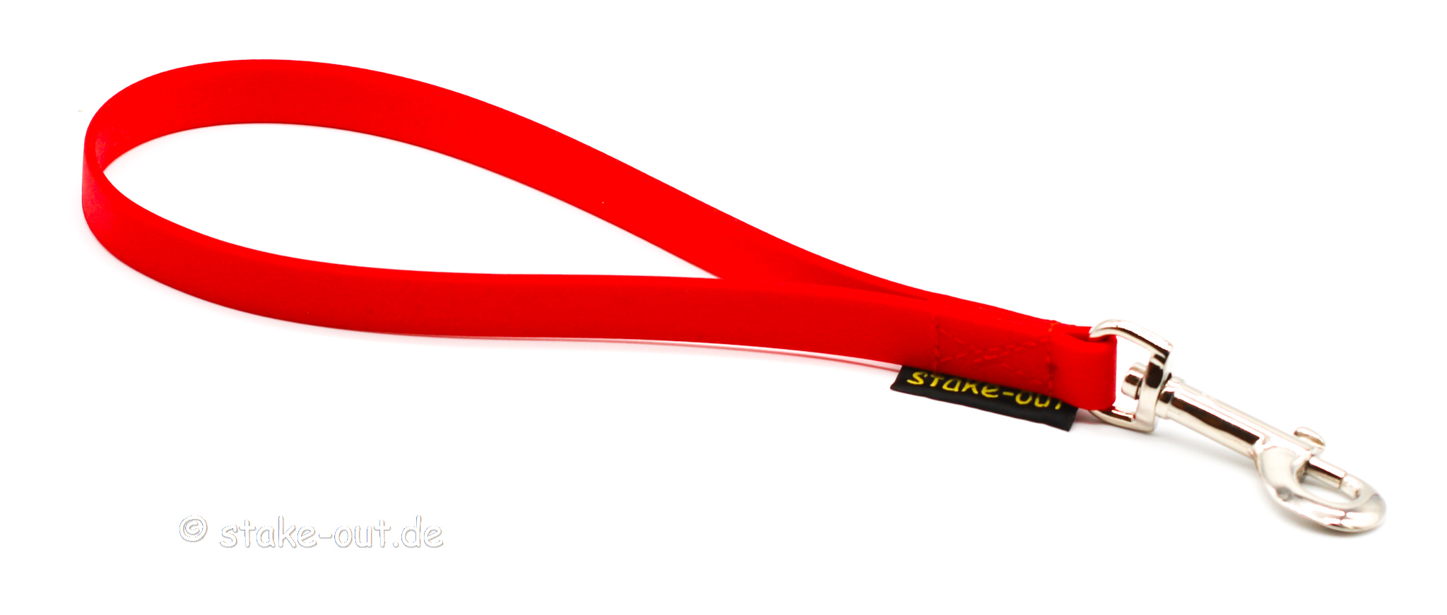 Biothane Kurzführer in Rot mit Edelstahlkarabiner, ca. 30 cm