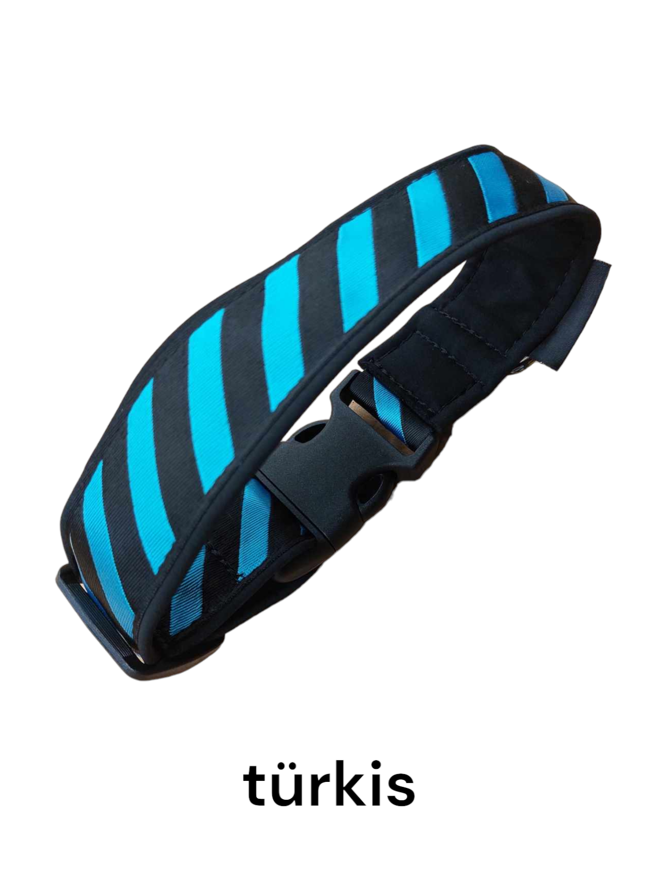 Softshell-Hundehalsband 40 mm in Türkis/Schwarz mit Steckschnalle