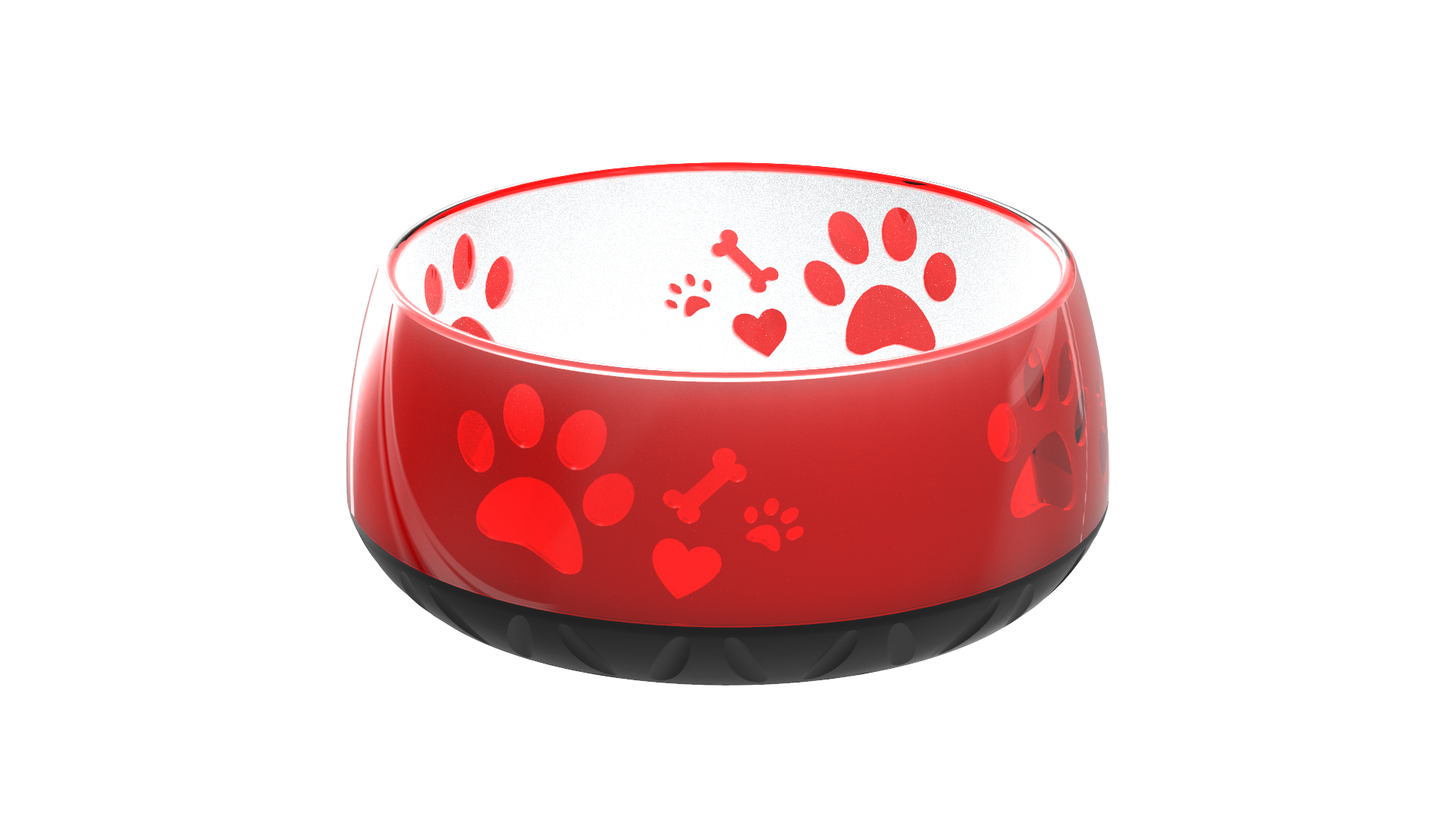 Elropet Kunststoff-Napf in Rot mit Pfotenmotiv, robuster und rutschfester Napf für Hunde aller Größen.