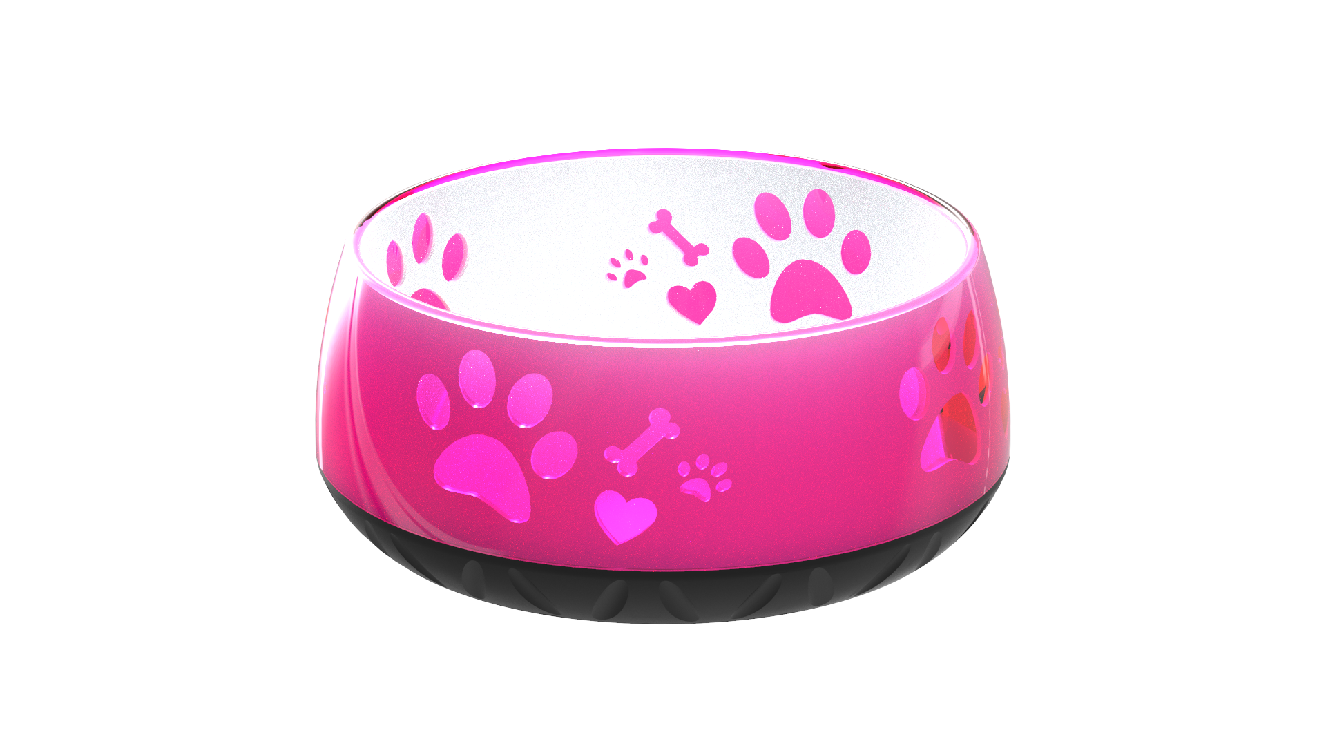 Elropet Kunststoff-Napf in Pink mit Pfotenmotiv, bruchsicherer und rutschfester Hundenapf mit modernem Look.