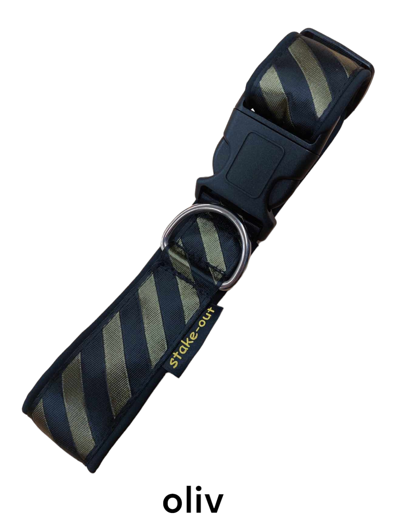 Softshell-Hundehalsband 40 mm in Oliv/Schwarz mit Steckschnalle