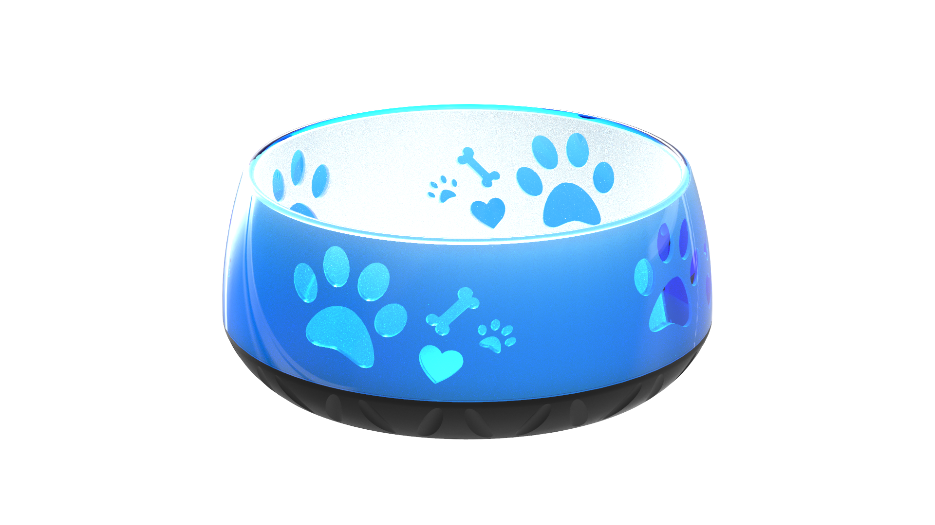 Elropet Kunststoff-Napf in Blau mit Pfoten-, Knochen- und Herzmotiv, ideal für Futter oder Wasser.