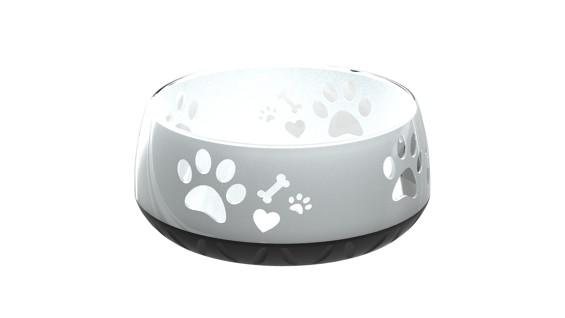 Elropet Kunststoff-Napf in Silbergrau mit Pfotenmotiv, stilvoller und rutschfester Napf für Hunde.