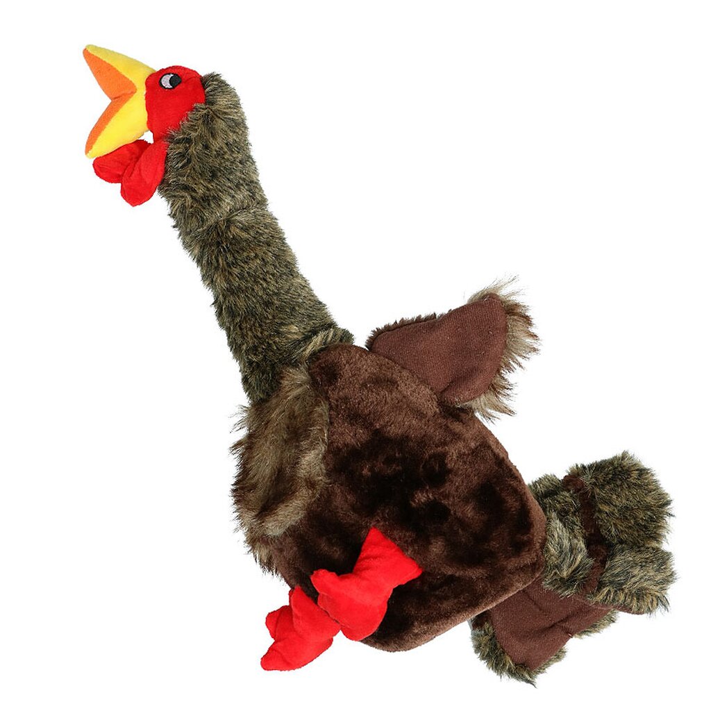 KONG Shakers Honkers Chicken Hundespielzeug in Form eines bunten Huhns mit langem Hals und integriertem Quietscher, weiches und zugleich robustes Plüschtier.