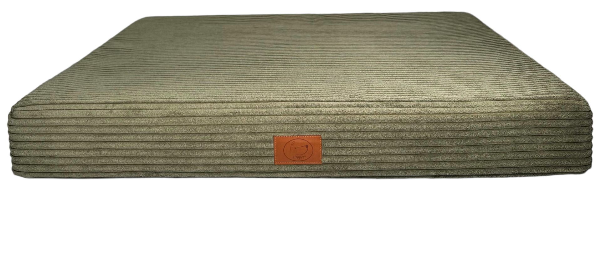 Orthopädische Hundematte San Marino in modernem Olivgrün mit weichem Cordbezug