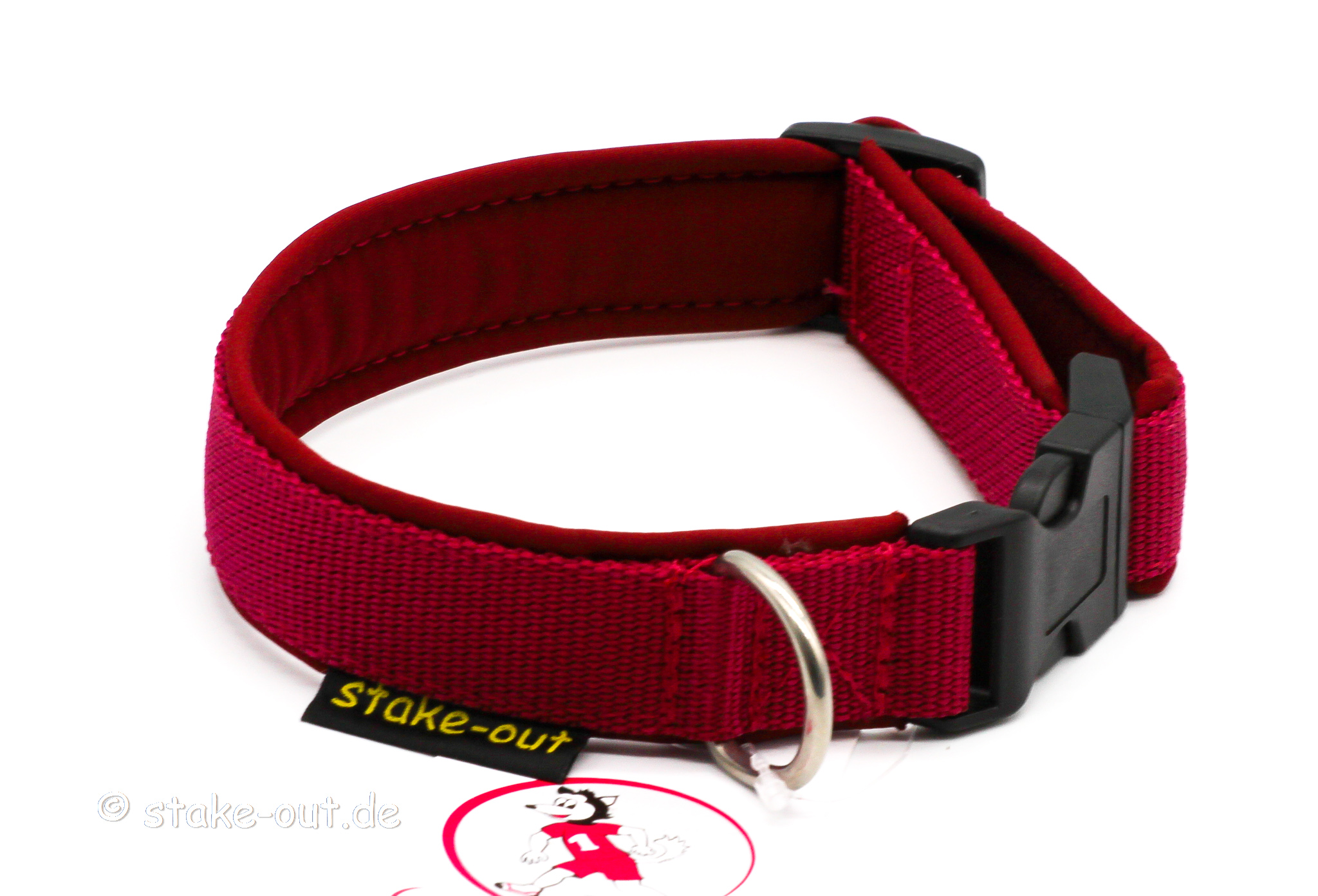 Softshell-Halsband Bordeaux/Schwarz mit Polypropylen-Gurtband und Steckschnalle