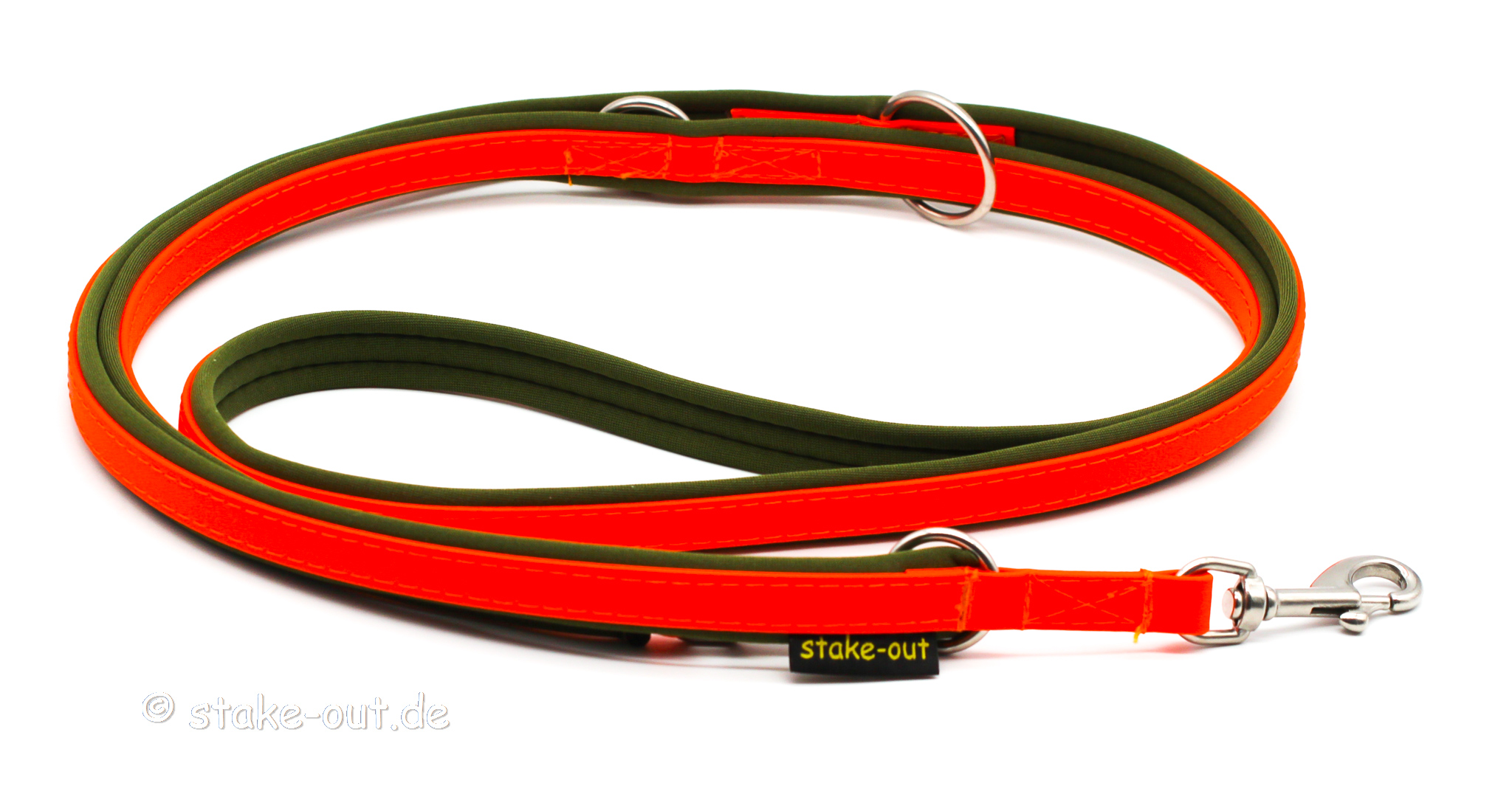 Biothane Führleine 2,50 m mit Softshell-Polsterung, 3-fach verstellbar, Farbe Rot/Schwarz – zweite Ansicht