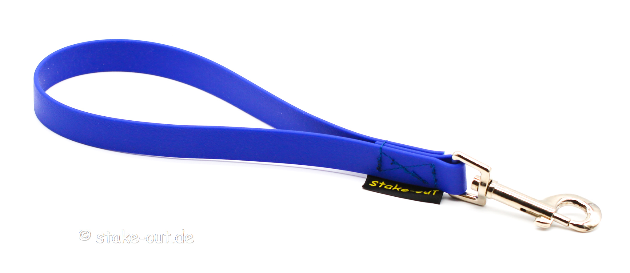 Biothane Kurzführer in Blau mit Edelstahlkarabiner, ca. 30 cm