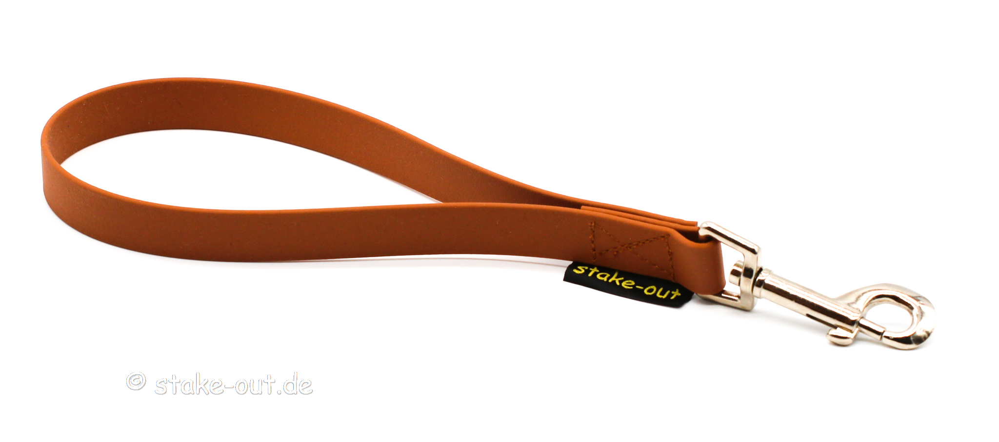 Biothane Kurzführer in Braun mit Edelstahlkarabiner, ca. 30 cm