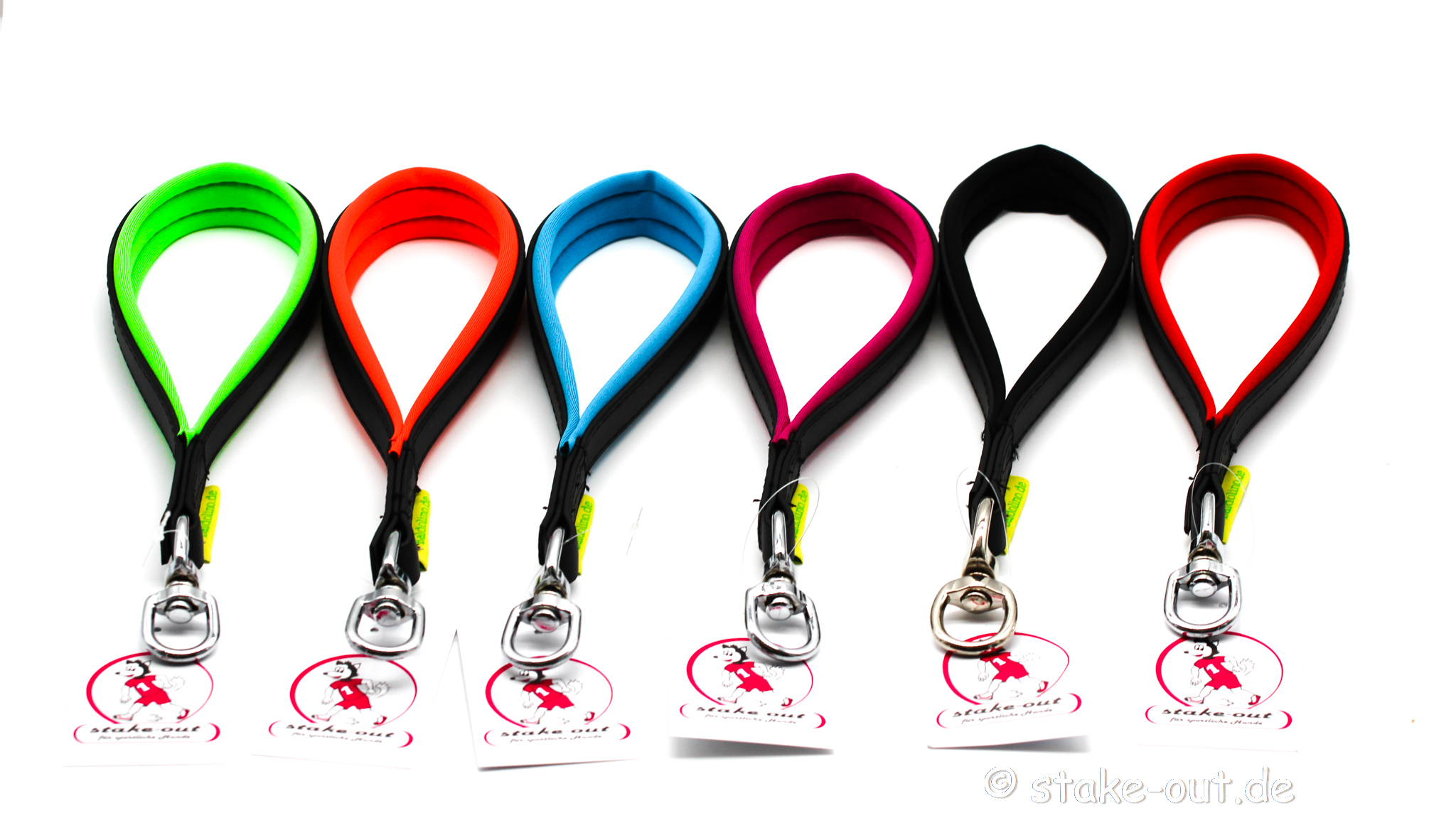 Baldolino Handschlaufen aus Biothane in verschiedenen Farben mit Neoprenpolster und Drehwirbel