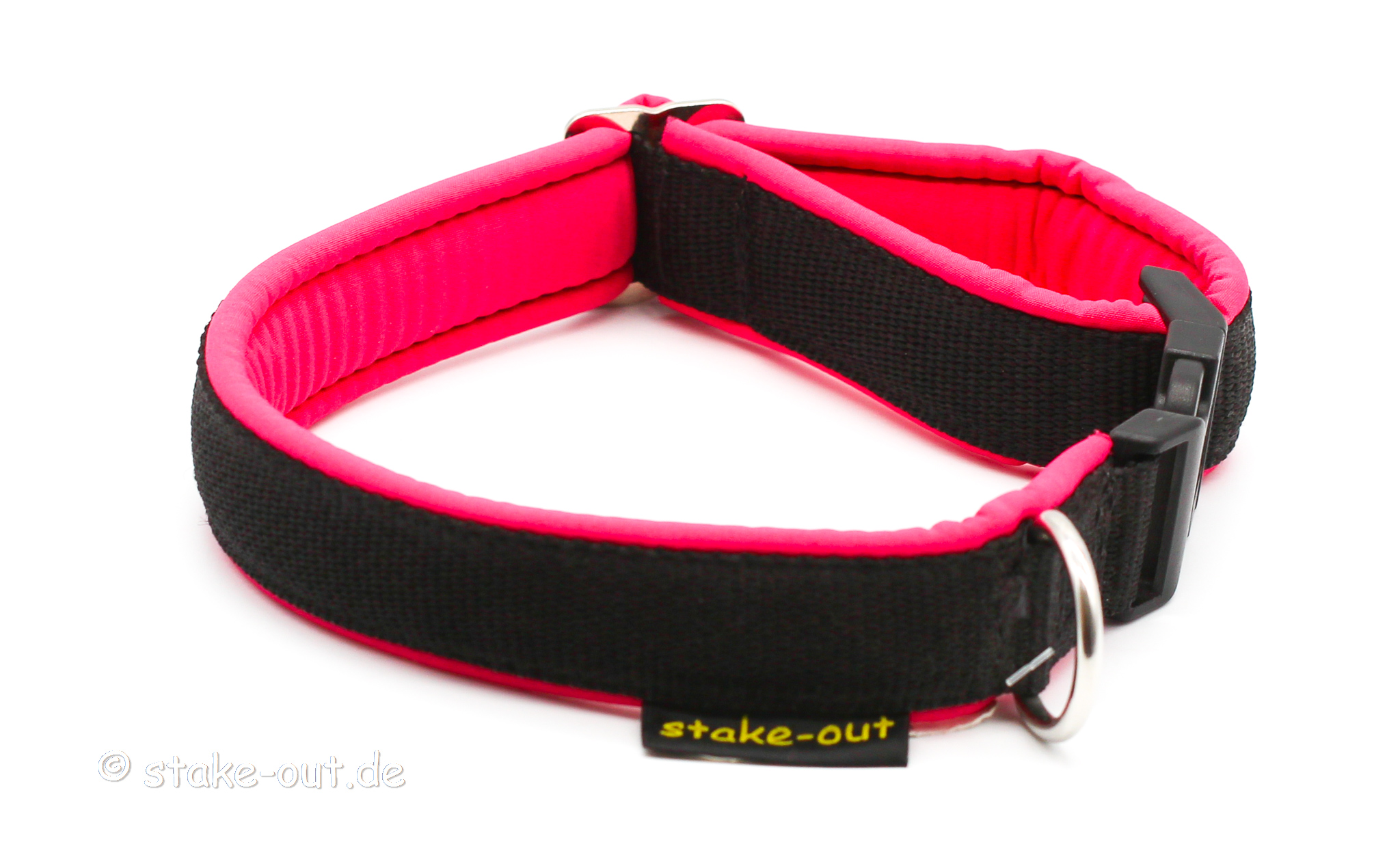 Softshell-Halsband Pink/Schwarz mit Polypropylen-Gurtband und Kunststoffsteckschnalle