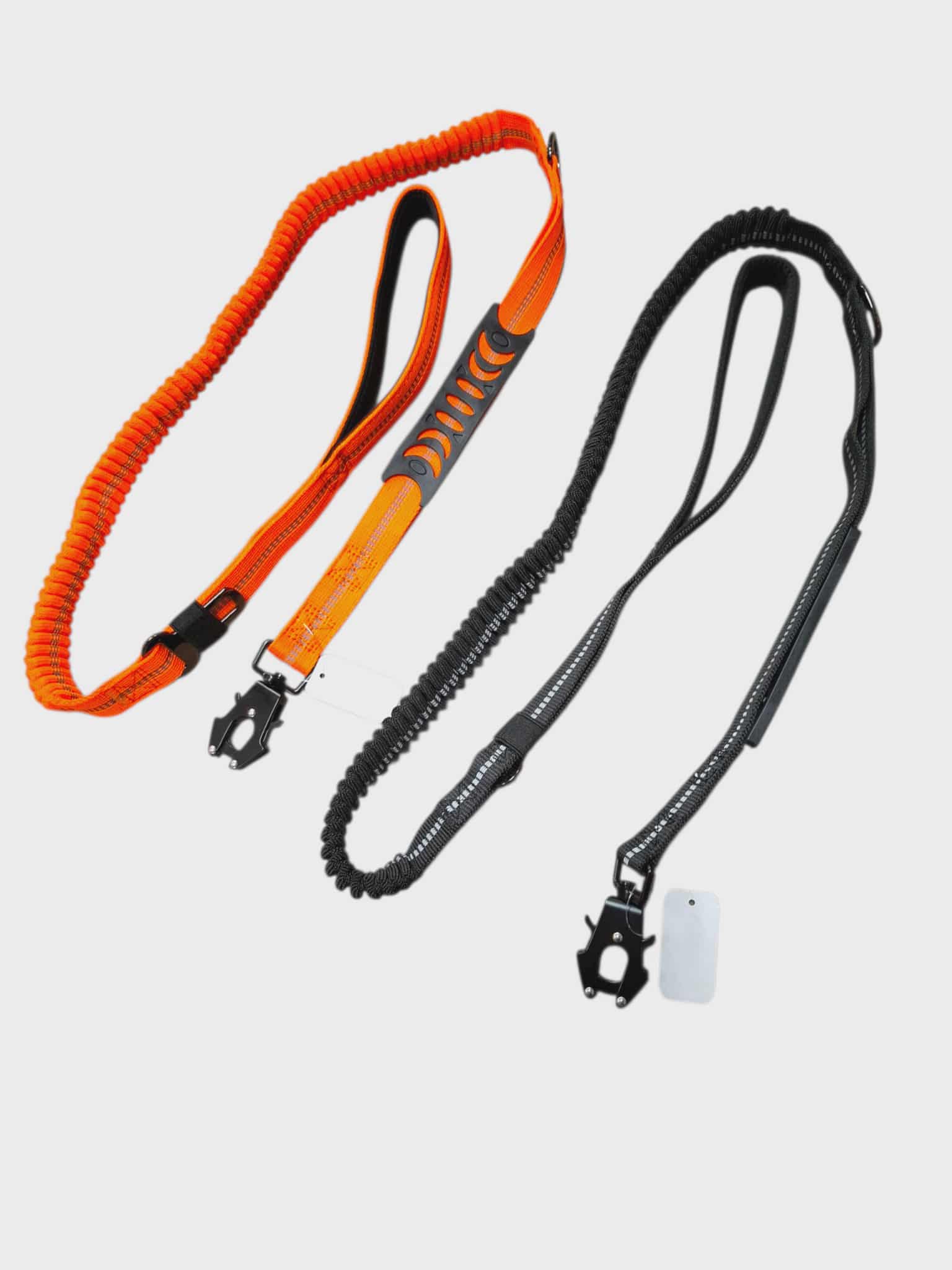 Stake-Out Bungee Ruckdämpferleine dehnbar 1,20‑1,80 m Schwarz/Orange mit Heavy Duty Karabiner