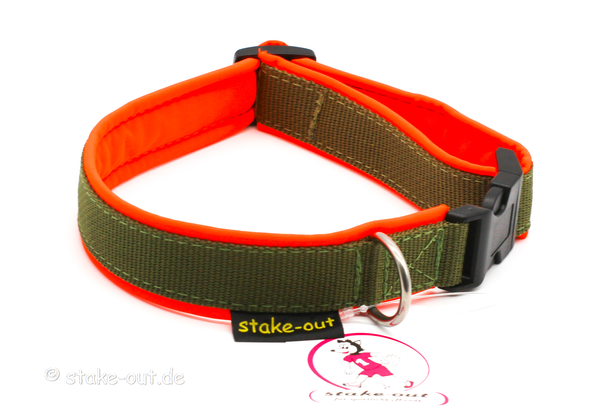 Softshell-Halsband Orange/Schwarz mit Polypropylen-Gurtband und Steckschnalle