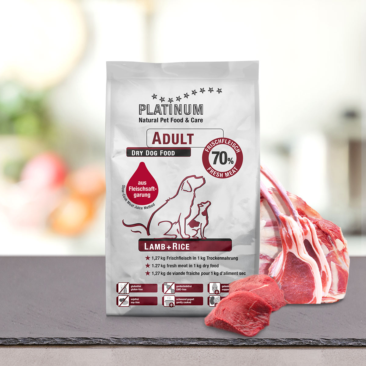 Platinum Adult Lamb & Rice Hundefutter mit Lamm und Reis, fleischsaftgegart