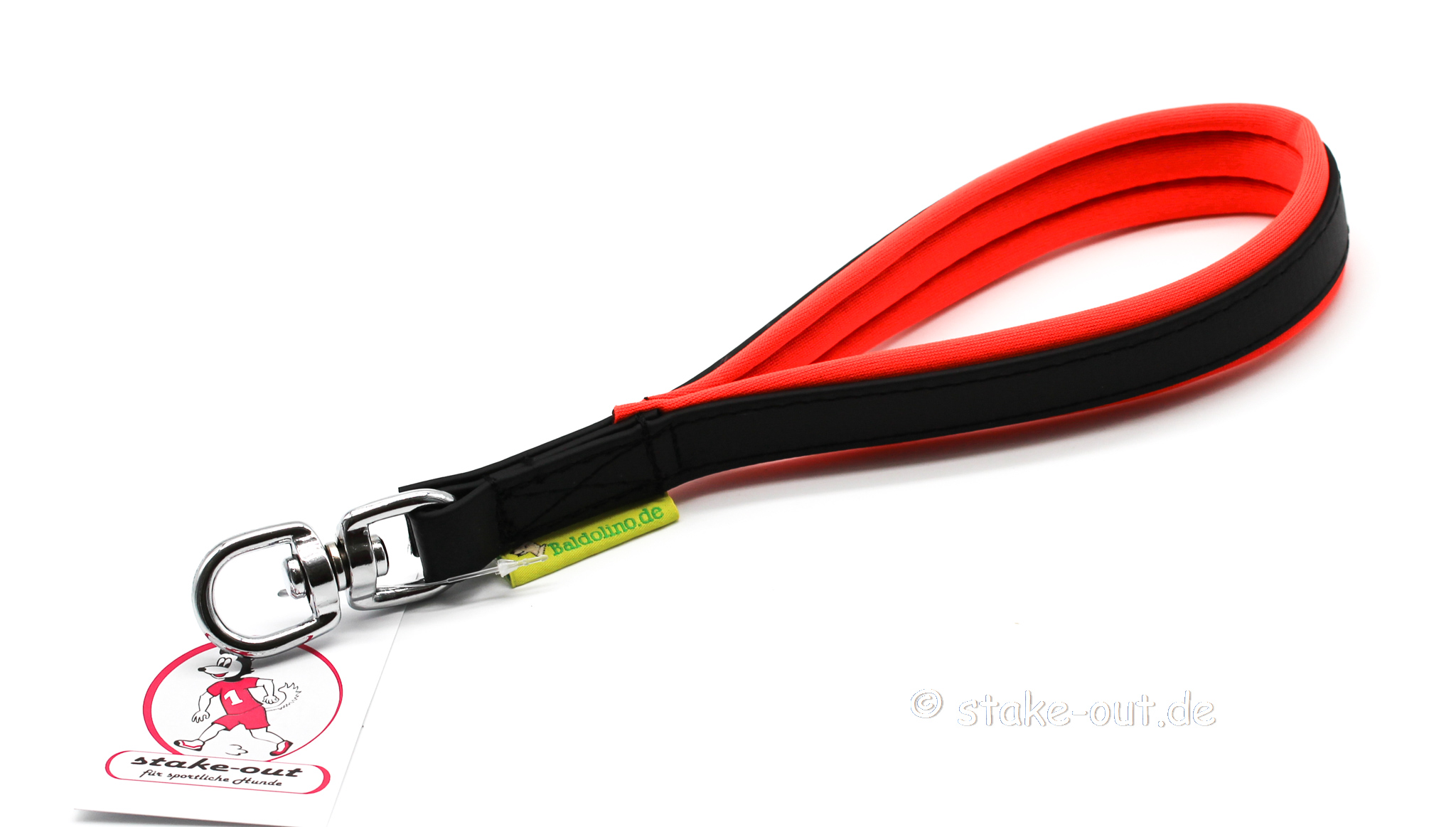 Orange Baldolino Handschlaufe aus Biothane mit Neoprenpolster und Drehwirbel