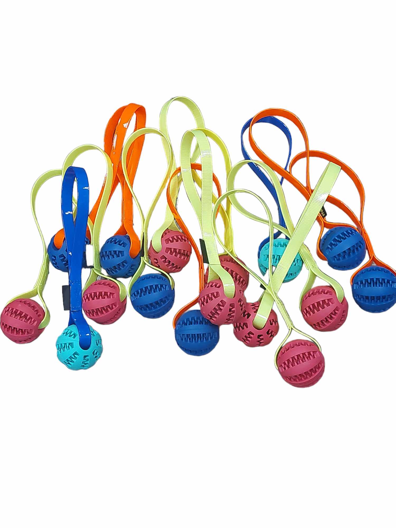 Zahnpflegeball mit robuster Biothane-Schlaufe in verschiedenen Farben – langlebiges Hundespielzeug zur Zahnreinigung und zum Apportieren