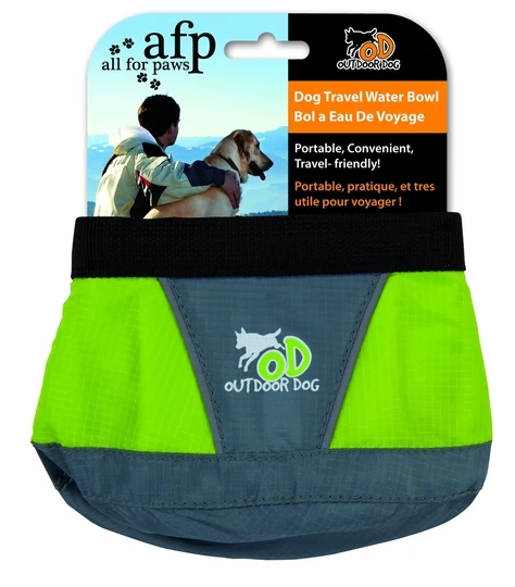Outdoor Dog Reisenapf in Grün mit Verpackung, faltbarer Wassernapf für Hunde – ideal für Reisen, Spaziergänge und Outdoor-Aktivitäten.