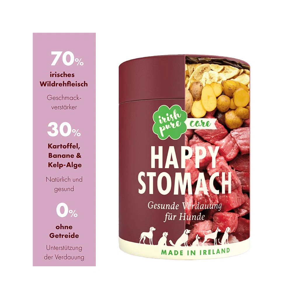 Irish Pure Happy Stomach Hundesnack mit Vorteilsleiste, Verdauungsunterstützung und Wildrehfleisch