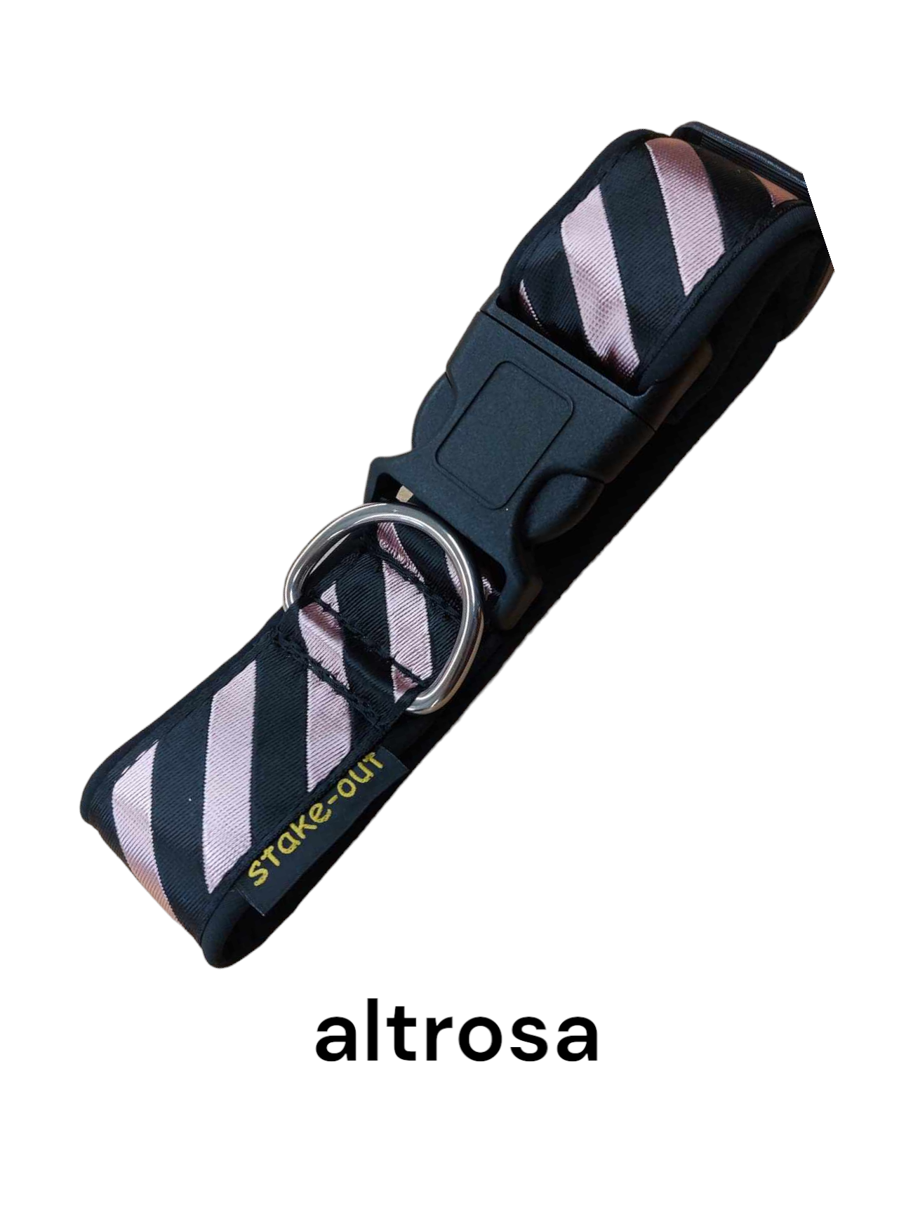 Softshell-Hundehalsband 40 mm in Altrosa/Schwarz mit Steckschnalle