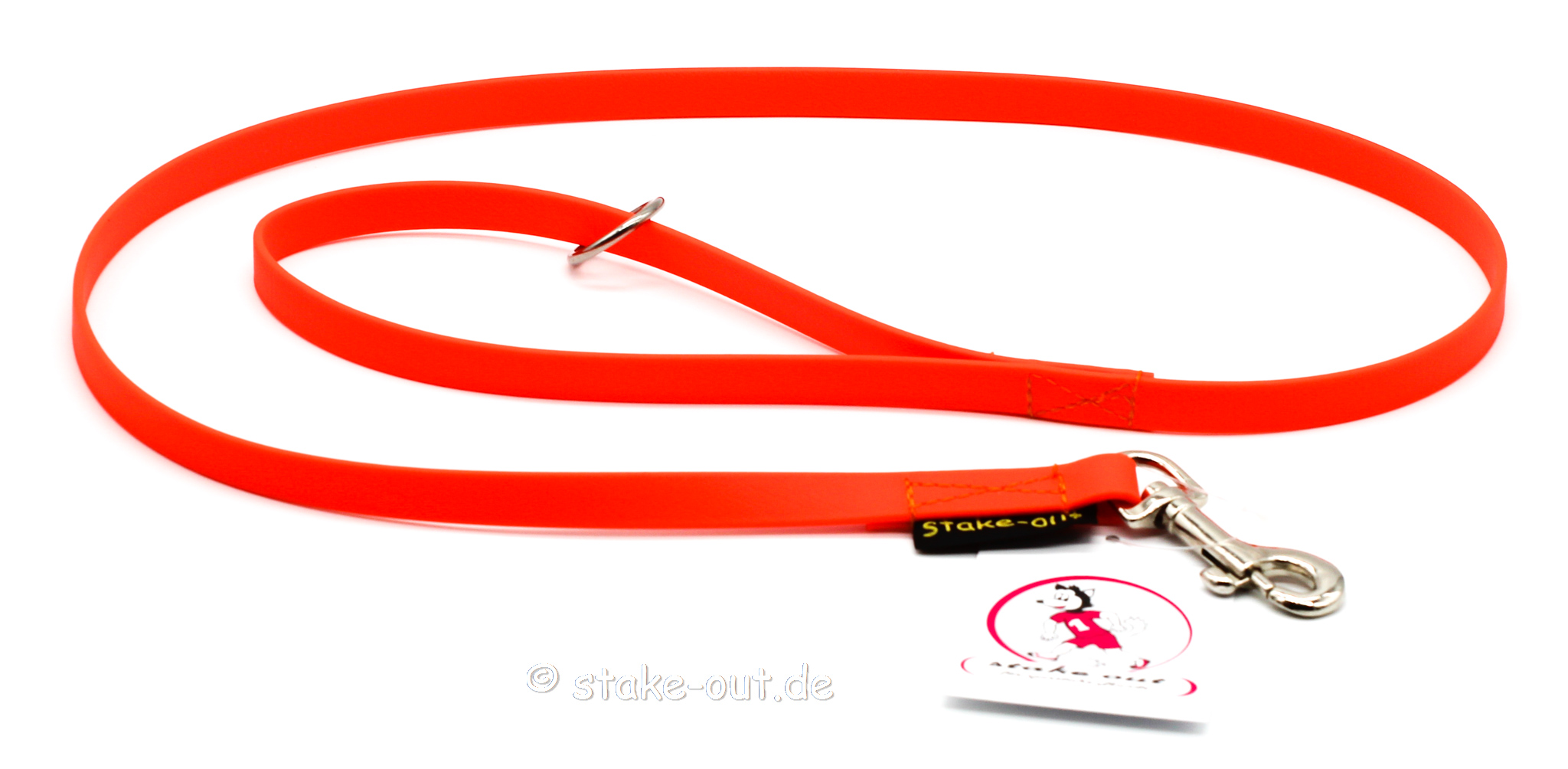 Biothane Führleine 1m in Orange mit Handschlaufe