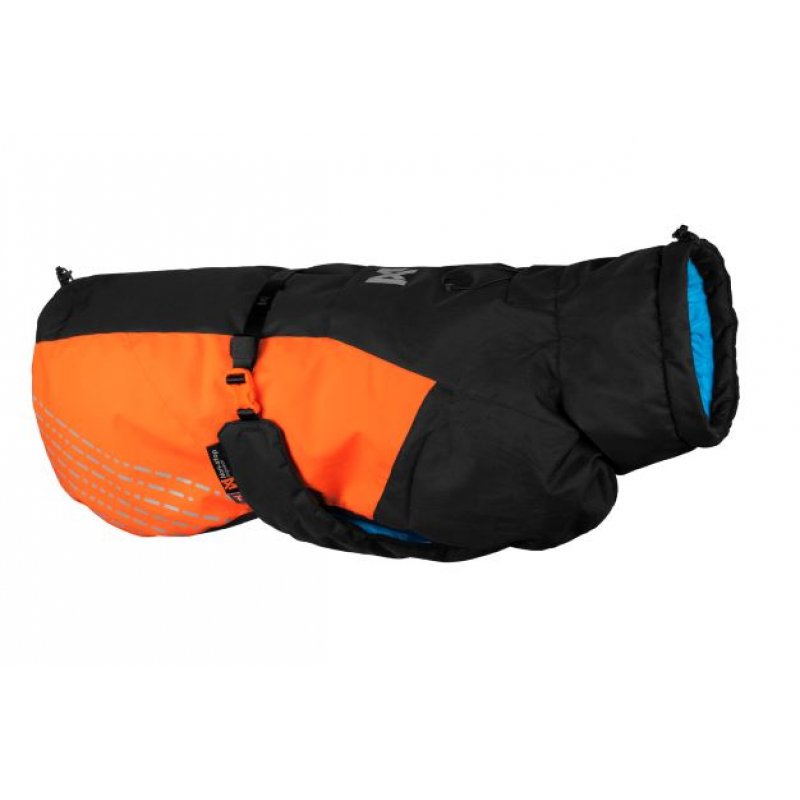 Nonstop Wintermantel Glacier 2.0 in Orange und Schwarz, wärmender und wasserabweisender Hundemantel für kalte Temperaturen.