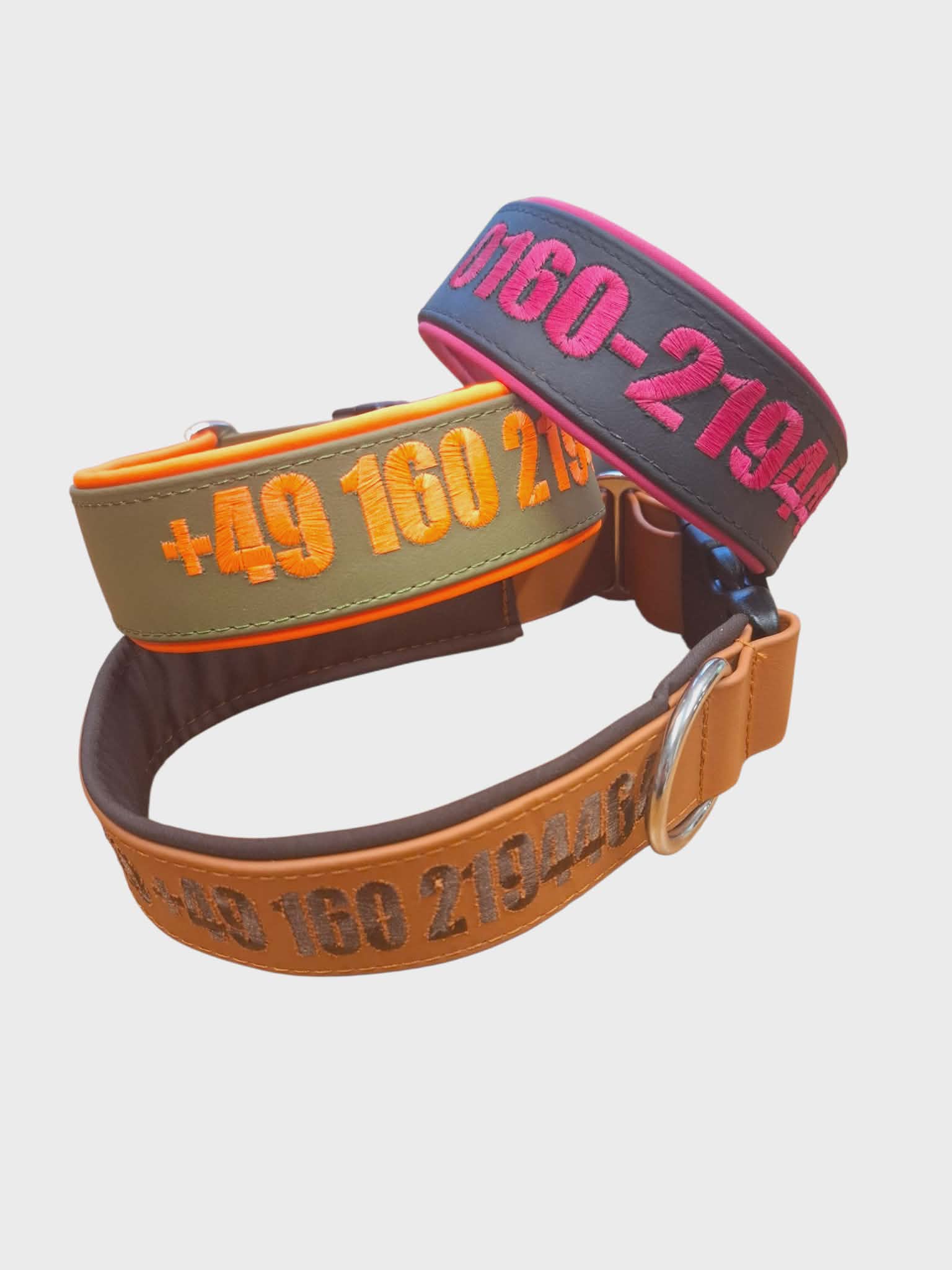 Stake-Out Biothane Halsband 38mm mit individueller Bestickung gepolstert Softshell V2A Leinenrin