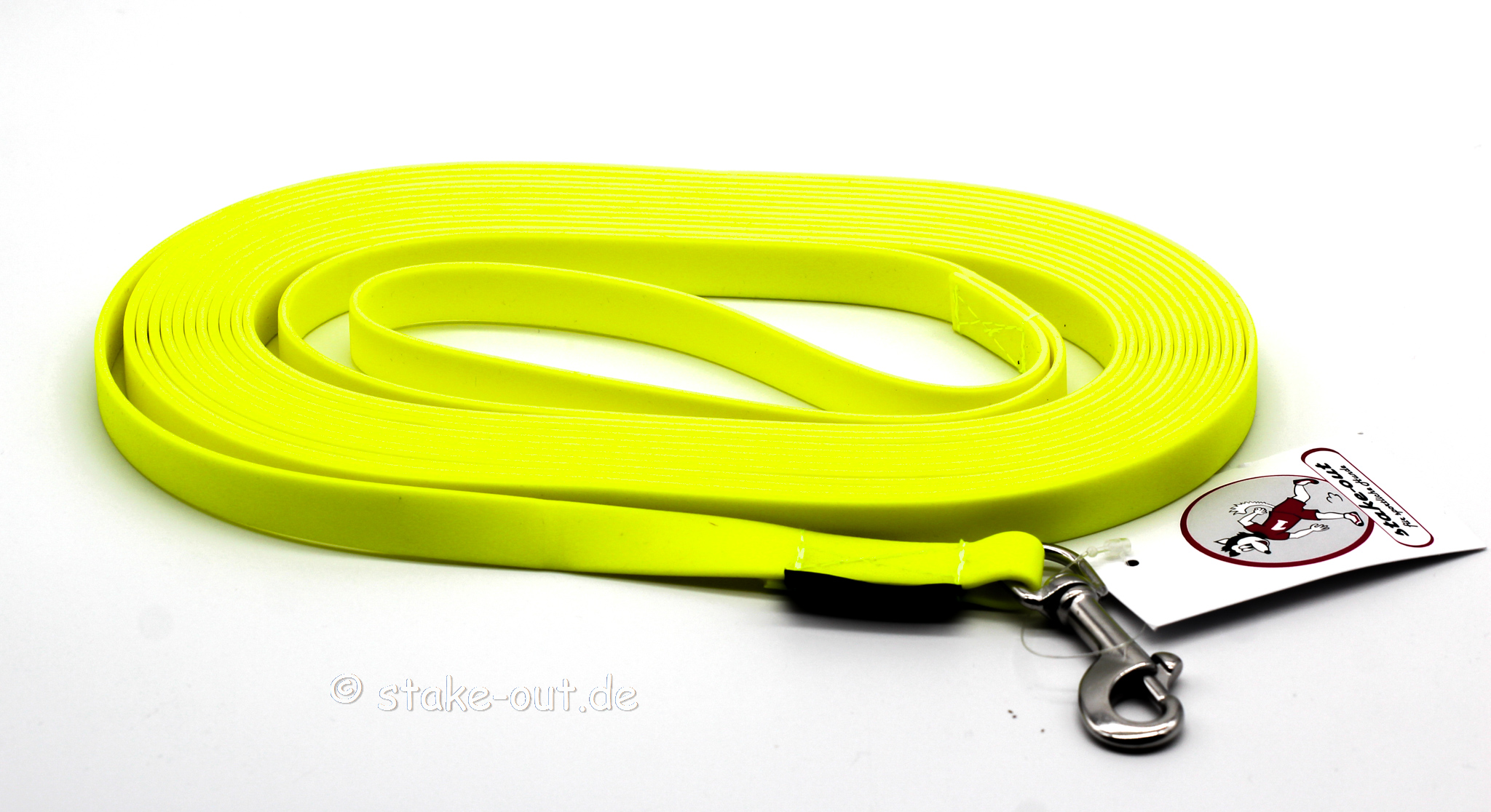 Schleppleine 5 m aus Biothane, Farbe Neon-Gelb – besonders gut sichtbar bei jedem Wetter
