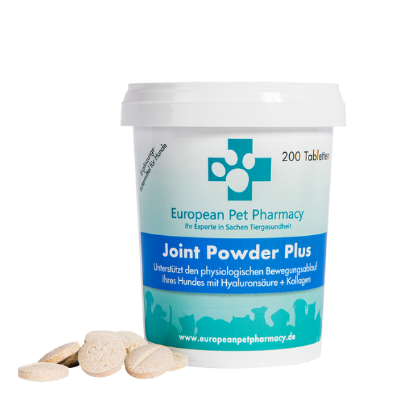 European Pet Pharmacy Joint Powder Plus in Dose mit Tabletten, zur Unterstützung der Gelenke und Beweglichkeit bei Hunden