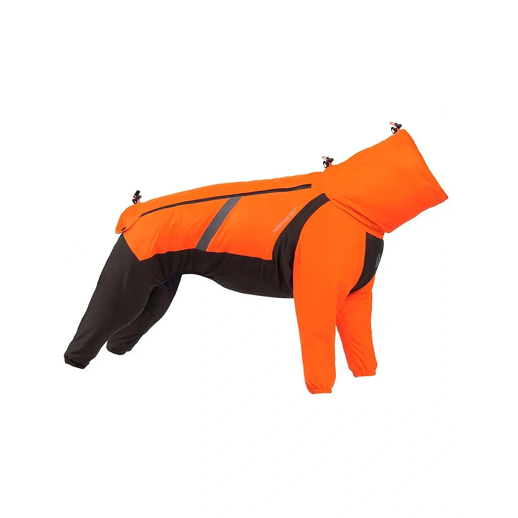 Nonstop Dogwear Fjord Regenoverall in Orange, wasserdichter Schutzoverall für Hunde bei Regen und Wind.