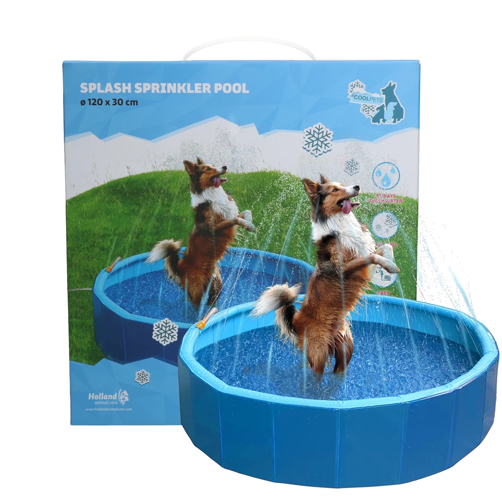 CoolPets Splash Sprinkler Pool in Blau – Hundepool mit Wassersprinkler für Erfrischung und Spielspaß im Sommer