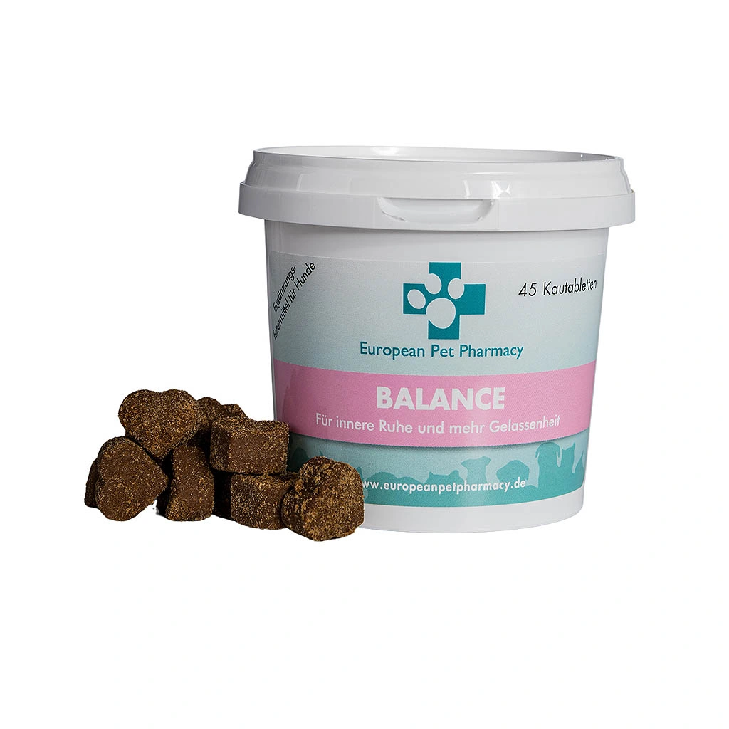 European Pet Pharmacy Balance Kautabletten für Hunde mit Dose und Tabletten, zur Unterstützung von Ruhe und Gelassenheit