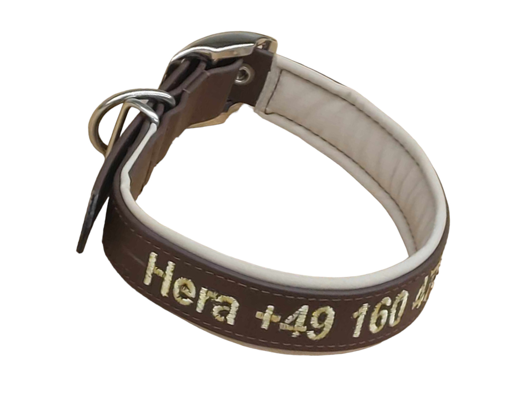 Besticktes Gürtel Halsband mit Softshell Polsterung