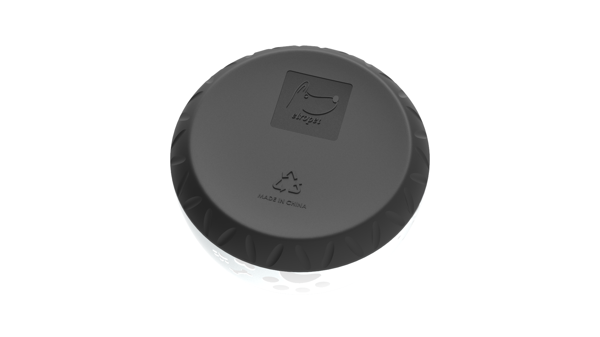 Elropet Kunststoff-Napf in Silbergrau, Unterseite mit rutschfestem Boden für sicheren Halt auf glatten Flächen.