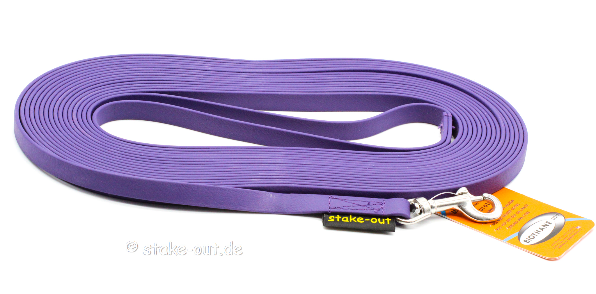 Schleppleine 5 m aus Biothane, Farbe Lila – strapazierfähig und pflegeleicht