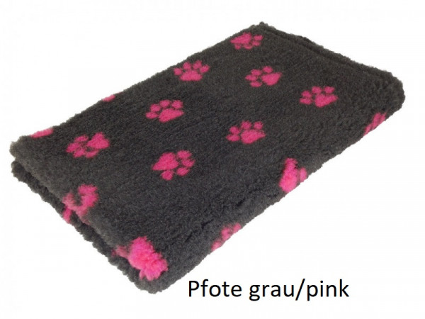 Vetbed grau mit pinken Pfoten