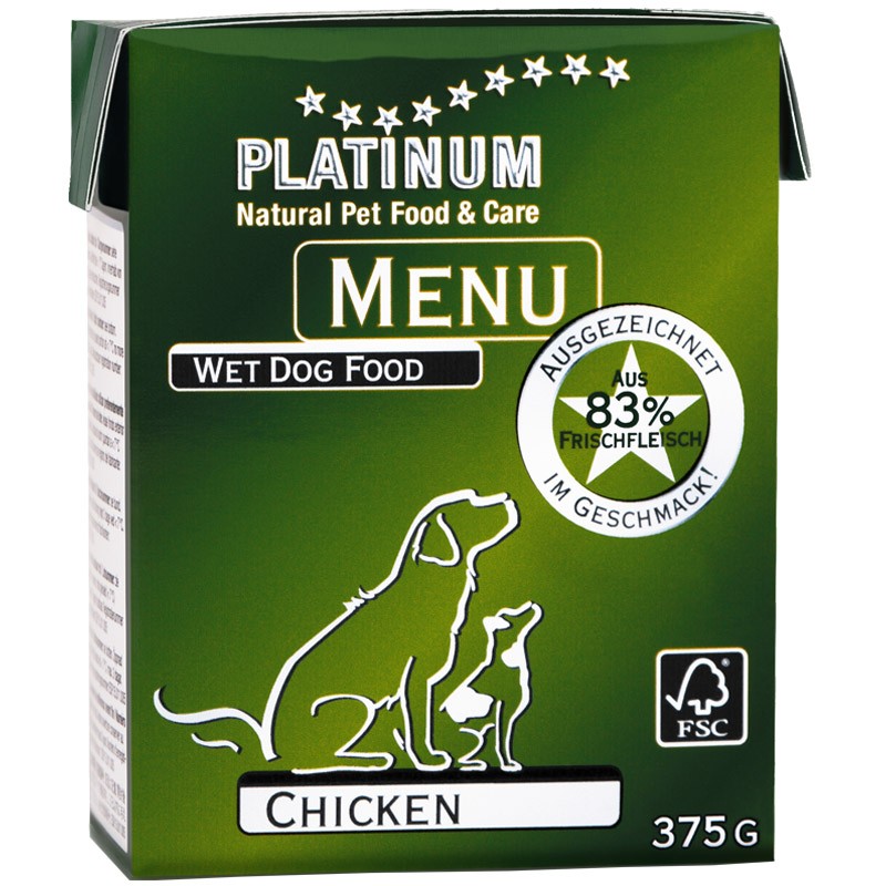 Menü Chicken 375g (Staffelpreis) Feuchtnahrung Platinum Tiernahrung